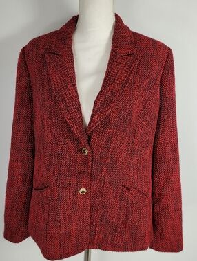 Monterey Bay Red And Black Tweed Blazer Size 14